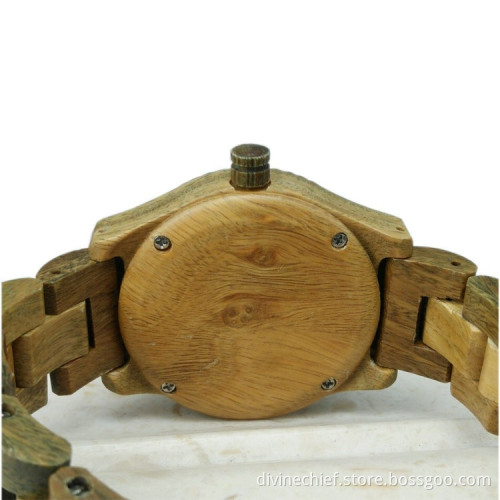 Luxury Fashion Quartz Movement Complete Calendar,Water Resistant Feature Wooden Watch